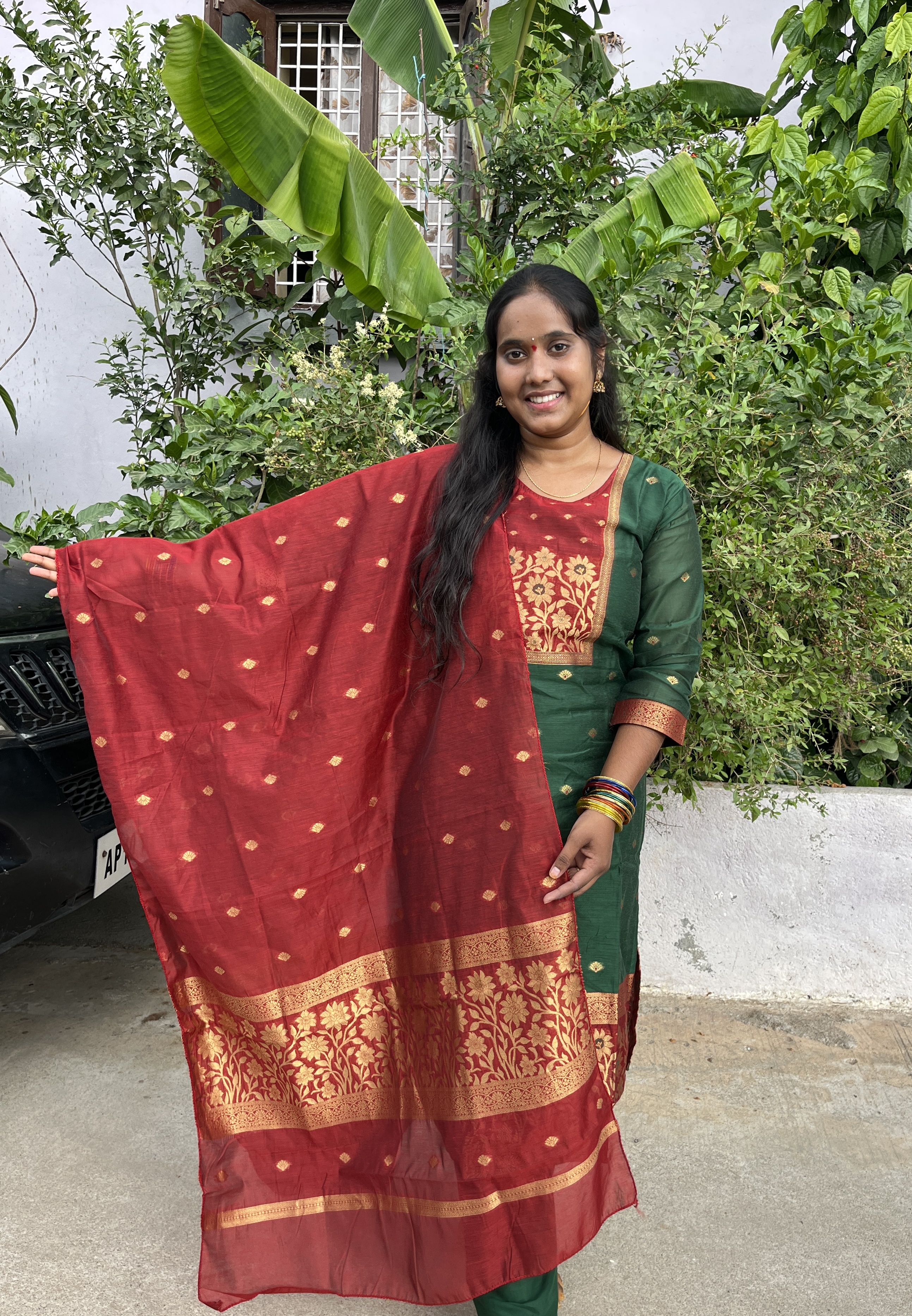 Green dress Narayana pattu