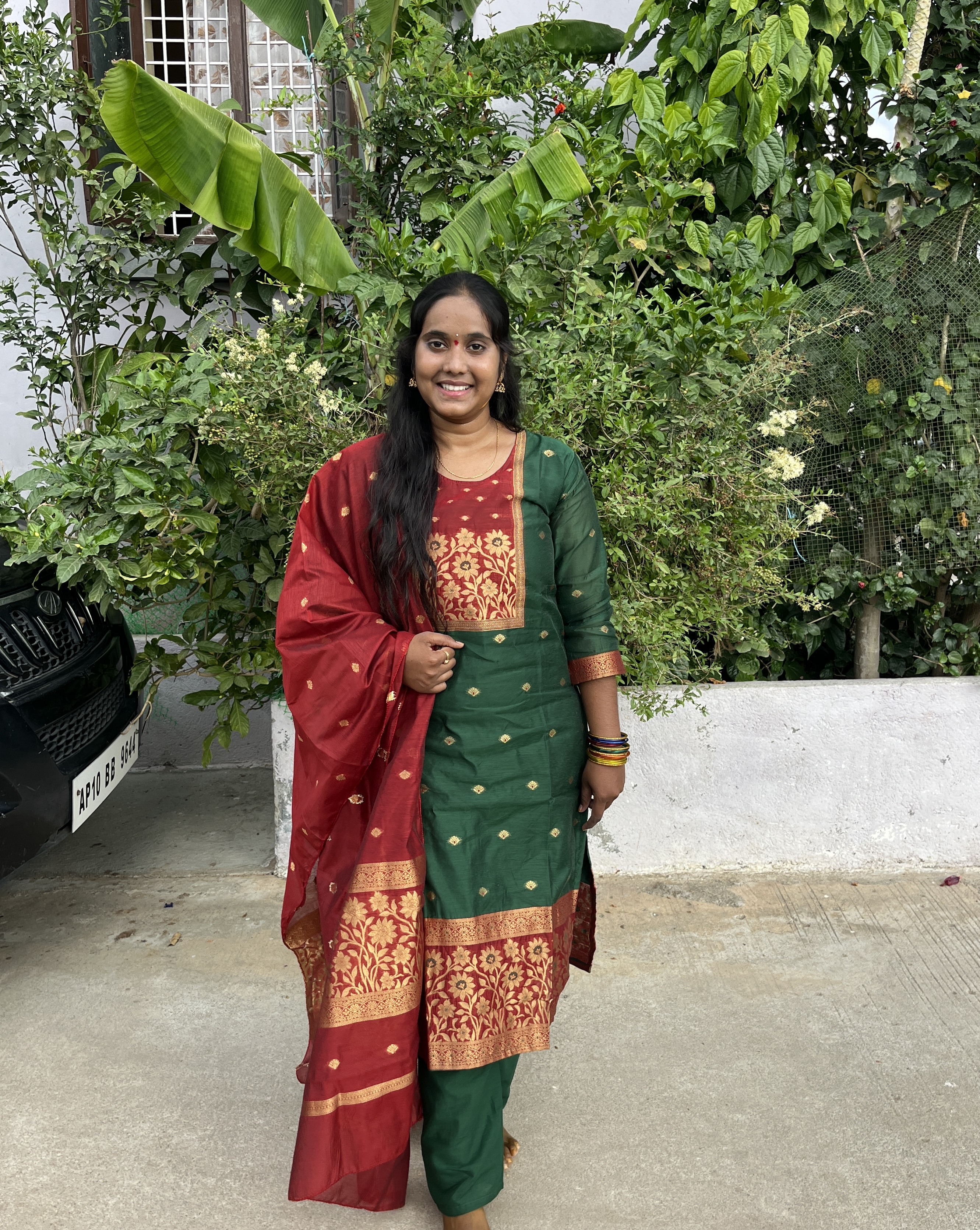 Green dress Narayana pattu