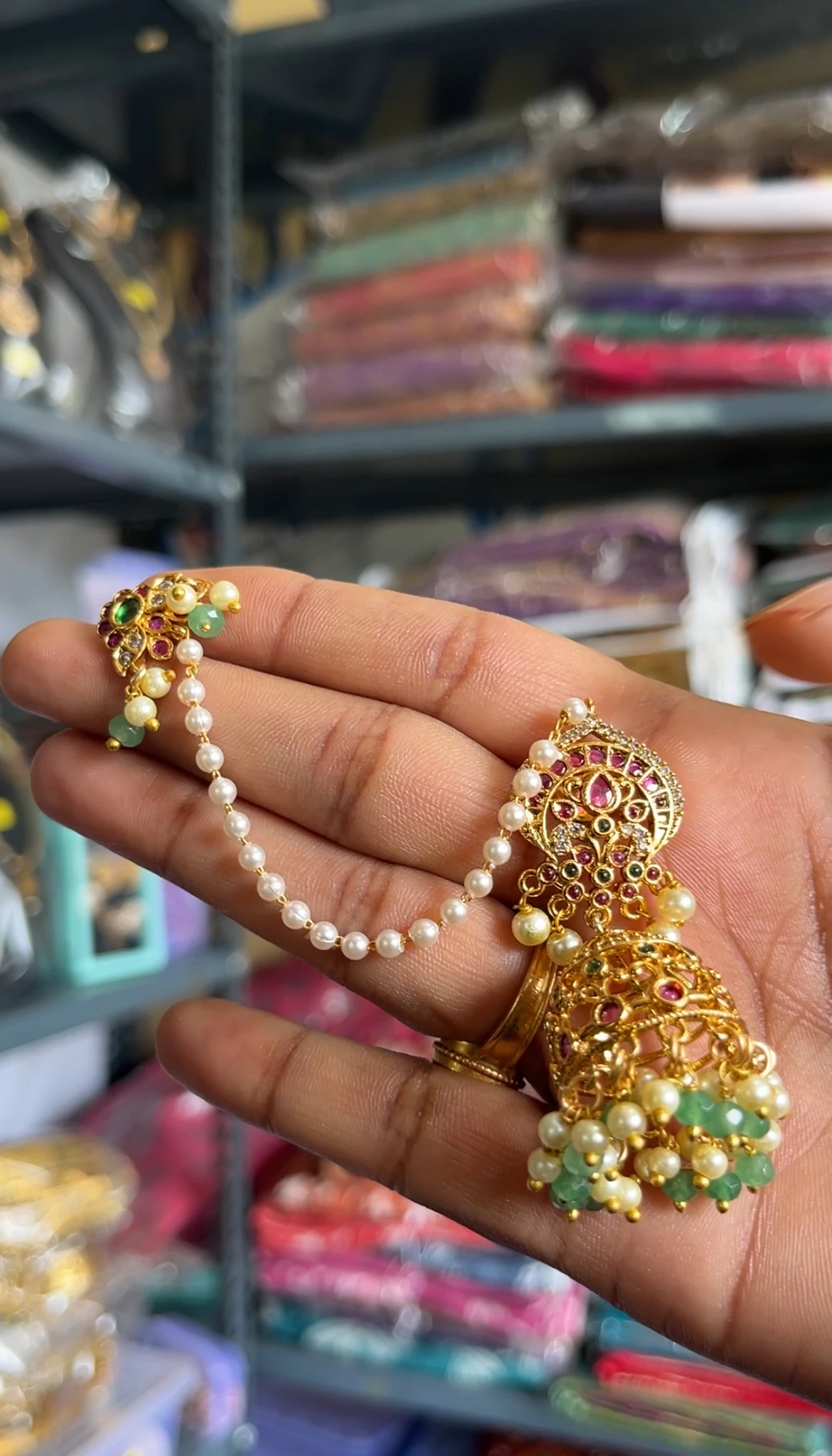 Jhumkas earrings with matti